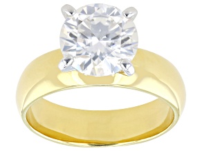 Moissanite 14k Yellow Gold Over Silver Engagement Ring 2.70ct DEW.
