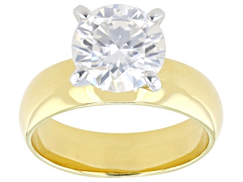 Picture of Moissanite 14k Yellow Gold Over Silver Engagement Ring 2.70ct DEW.