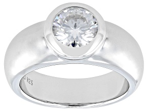 Moissanite Platineve Solitaire Ring 1.37ct DEW.