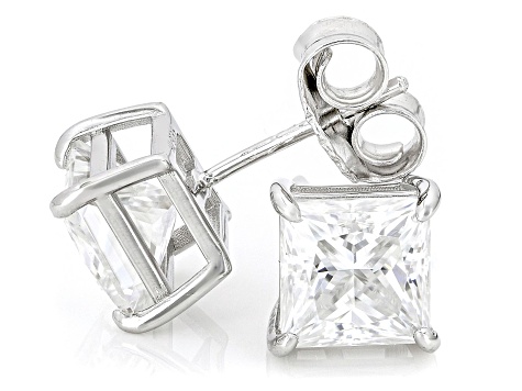 Moissanite Platineve Stud Earrings 3.60ctw DEW