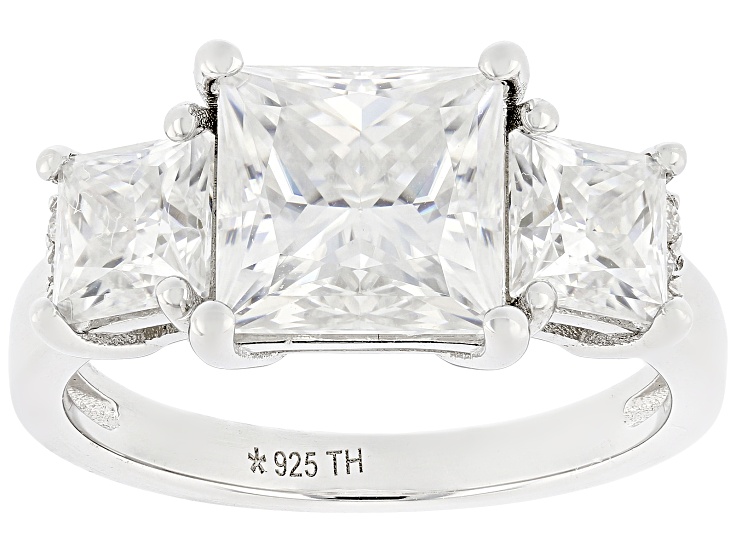 Moissanite Three Stone Platineve Ring 4.46ctw DEW - JMF176A | JTV
