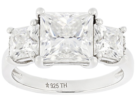 Moissanite Three Stone Platineve Ring 4.46ctw DEW - JMF176A | JTV