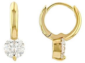 Moissanite 14k Yellow Gold Over Silver Solitaire Earrings 2.00ctw DEW