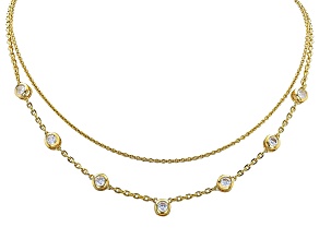 Moissanite 14K Yellow Gold Over Silver Layered Necklace 3.50ctw DEW.