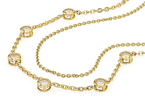 Moissanite 14K Yellow Gold Over Silver Layered Necklace 3.50ctw DEW.