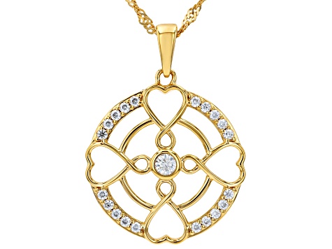 Moissanite 14k Yellow Gold Over Silver Heart Pendant 0.50ctw DEW