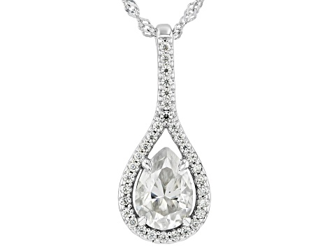 Moissanite Platineve Halo Pendant 2.43ctw DEW