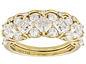 Moissanite 14k Yellow Gold Over Silver Set Of Two Rings 2.62ctw DEW