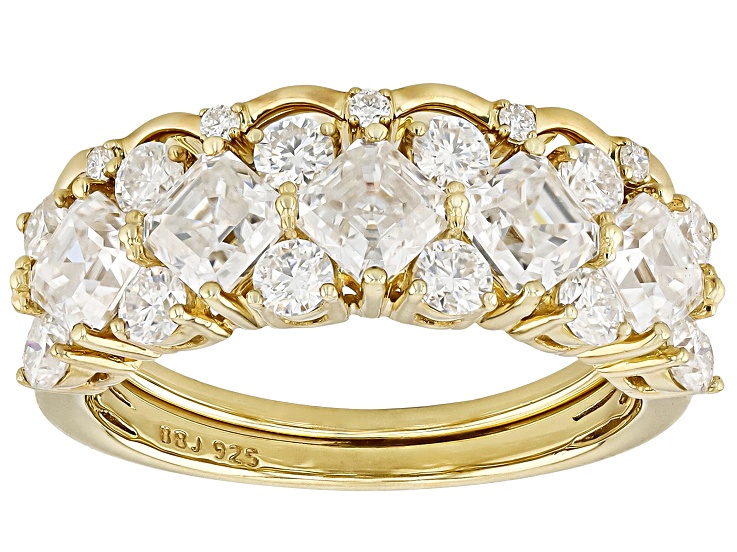 Moissanite 14k Yellow Gold Over Silver Set Of Two Rings 2.62ctw DEW