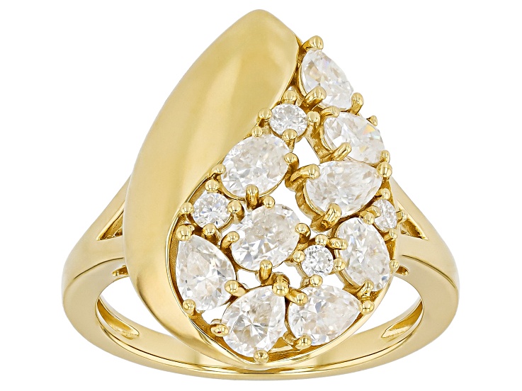 Moissanite 14k Yellow Gold Over Silver Teardrop Ring 1.75ctw DEW