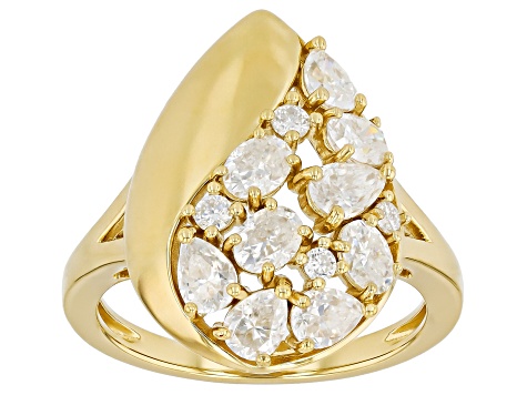 Moissanite 14k Yellow Gold Over Silver Teardrop Ring 1.75ctw DEW