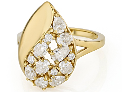 Moissanite 14k Yellow Gold Over Silver Teardrop Ring 1.75ctw DEW
