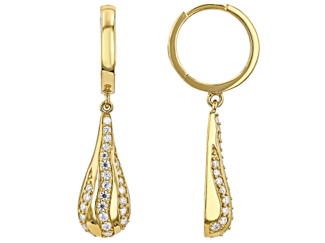 Moissanite 14K Yellow Gold Over Silver Teardrop Earrings 0.56ctw DEW