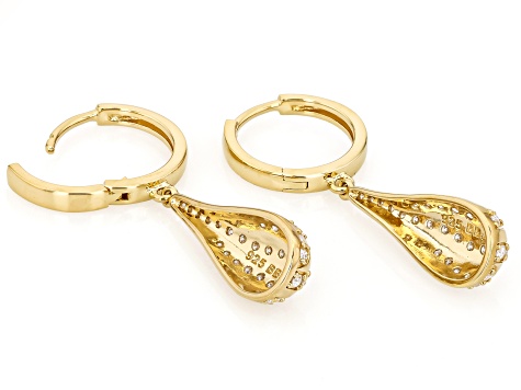 Moissanite 14K Yellow Gold Over Silver Teardrop Earrings 0.56ctw DEW