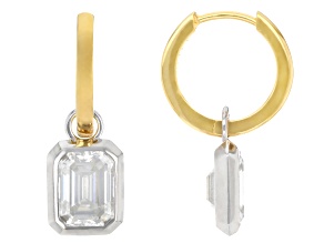 Moissanite 14k Yellow Gold Over Silver And Platineve Earrings 3.50ctw DEW