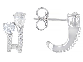 Moissanite Platineve J-Hoop Earrings 1.64ctw DEW