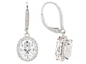 Oval And Round Moissanite Platineve Halo Earrings 4.96ctw DEW