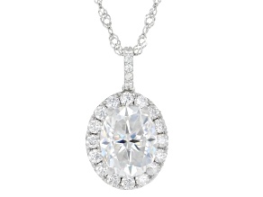 Moissanite Platineve Halo Pendant 4.08ctw DEW