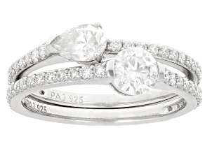 Moissanite Platineve Set Of Two Rings 1.51ctw DEW