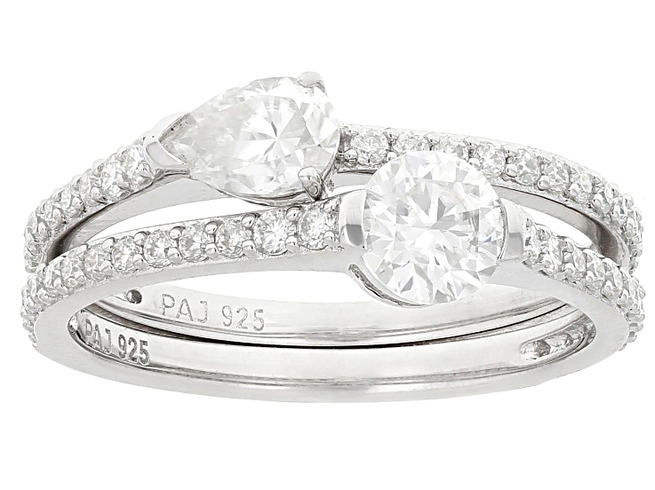 Moissanite Platineve Set Of Two Rings 1.51ctw DEW