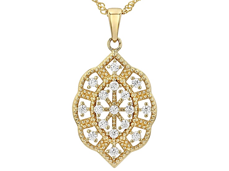 Moissanite 14k Yellow Gold Over Silver Pendant 0.51ctw DEW.