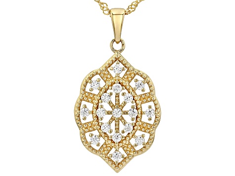Moissanite 14k Yellow Gold Over Silver Pendant 0.51ctw DEW.