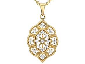 Moissanite 14k Yellow Gold Over Silver Pendant 0.51ctw DEW.