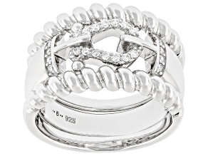 Moissanite Platineve Buckle Ring With Two Bands 0.22ctw DEW