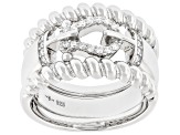 Moissanite Platineve Buckle Ring With Two Bands 0.22ctw DEW