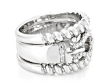 Moissanite Platineve Buckle Ring With Two Bands 0.22ctw DEW