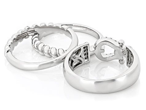 Moissanite Platineve Buckle Ring With Two Bands 0.22ctw DEW