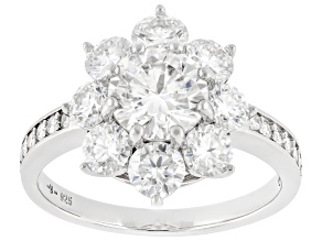 Moissanite Platineve Cluster Ring 1.10ctw DEW