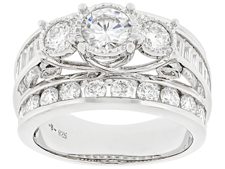 Moissanite Platineve Engagement Ring 2.96ctw DEW
