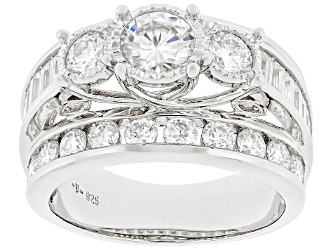 Moissanite Platineve Engagement Ring 2.96ctw DEW