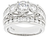 Moissanite Platineve Engagement Ring 2.96ctw DEW