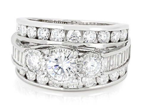 Moissanite Platineve Engagement Ring 2.96ctw DEW