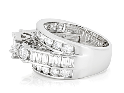 Moissanite Platineve Engagement Ring 2.96ctw DEW