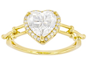 Moissanite 14k Yellow Gold Over Sterling Silver Heart  Ring 2.08ctw DEW