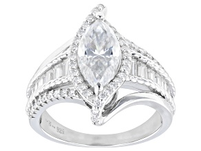 Moissanite Platineve Engagement Ring 3.16ctw DEW