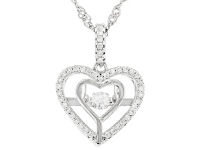 Moissanite Platineve Heart Dancing Pendant 0.51ctw DEW