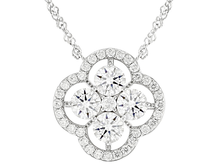 Moissanite Platineve Clover Necklace 2.70ctw DEW