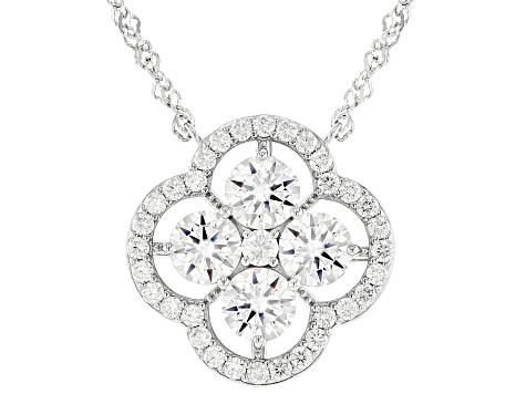 Moissanite Platineve Clover Necklace 2.70ctw DEW