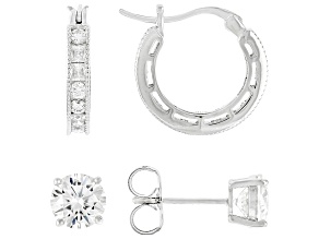 Moissanite Platineve Hoop & Stud Earring Set 2.98ctw DEW