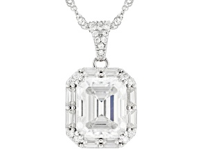 Moissanite Platineve Halo Pendant 5.73ctw DEW