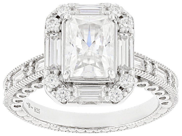 Moissanite Platineve Engagement Ring 3.70ctw DEW