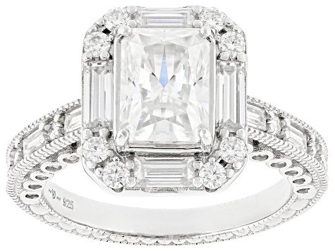 Moissanite Platineve Engagement Ring 3.70ctw DEW