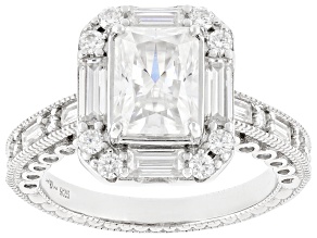 Moissanite Platineve Engagement Ring 3.70ctw DEW