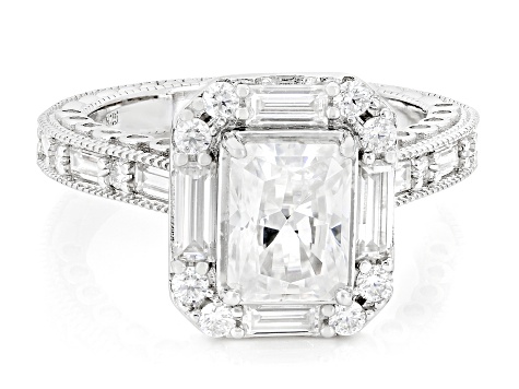 Moissanite Platineve Engagement Ring 3.70ctw DEW