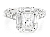 Moissanite Platineve Engagement Ring 3.70ctw DEW