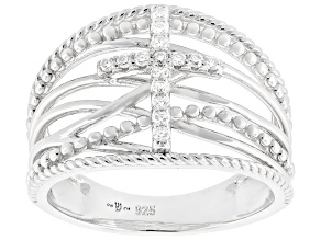 Moissanite Platineve Cross Ring 0.15ctw DEW